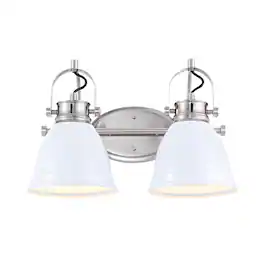 Jonathan Y - Phineas 16.25" 2-Light Adjustable Farmhouse Bohemian Iron LED Vanity Light, /Nickel - White