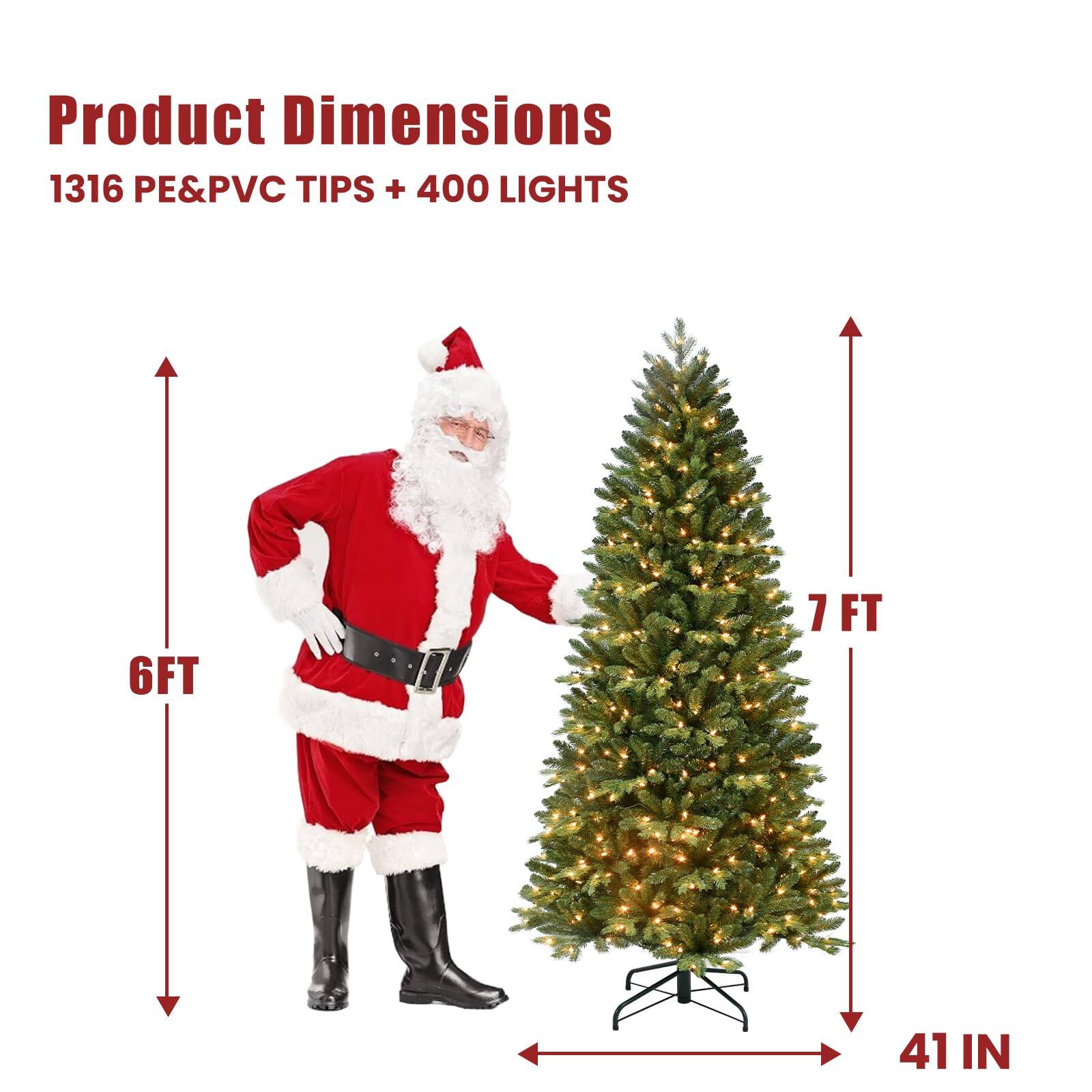 Product Dimensions  
1316 PE&PVC TIPS + 400 LIGHTS  

6FT  
7 FT  
41 IN