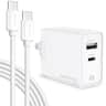 Overtime - 38W USB-C Wall Charger with 6ft USB-C to USB-C Fast Charging Cable for iPhone and Android Devices, White - White