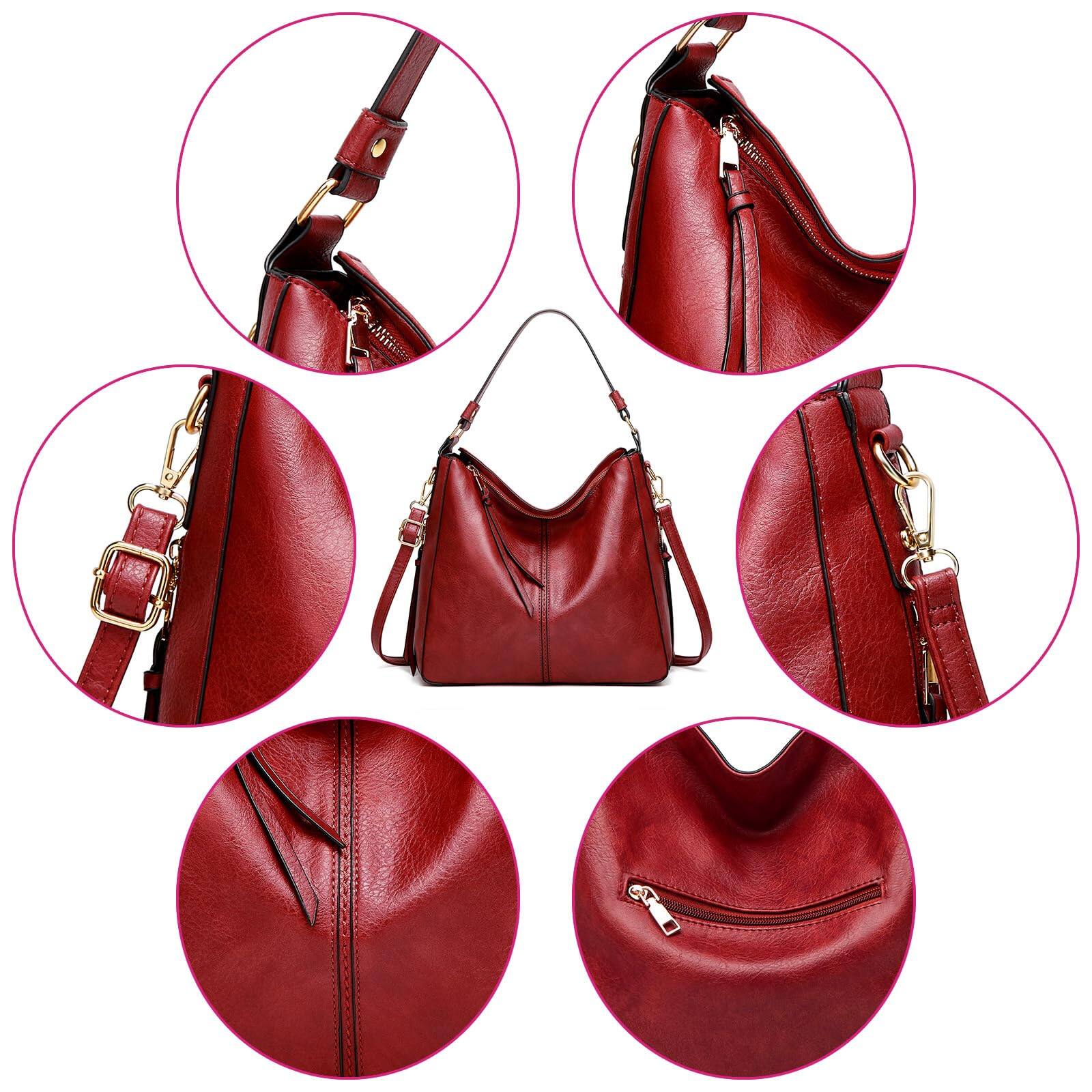 Alt View 2. Fabibe - Large Trendy Designer Hobo Tote Bag For Women  Soft Leather Crossbody Shoulder Handbag Purse And Wallet Set Black Brown - Black.