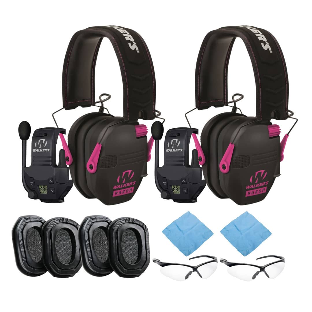 Walkers - Razor Slim Electronic Muff (Black/Pink) Bundle with Walkie-Talkie Attachments Gel - Not Available