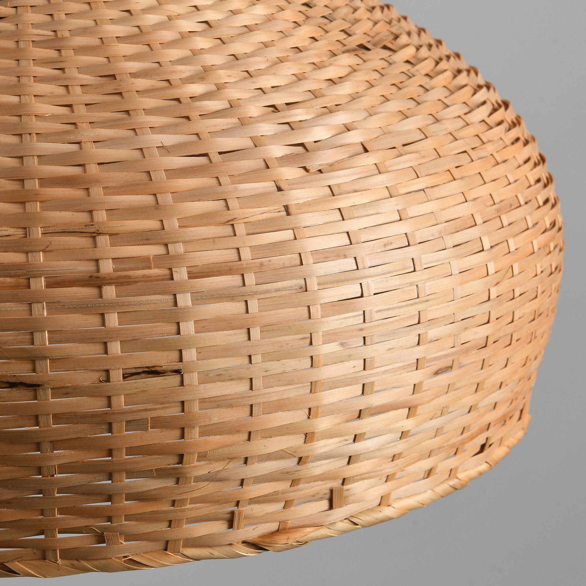 Alt View 9. Parrot Uncle - 1-Light Retro Brown Handmade Bamboo Woven Dome Hanging Pendant Light - Brown.
