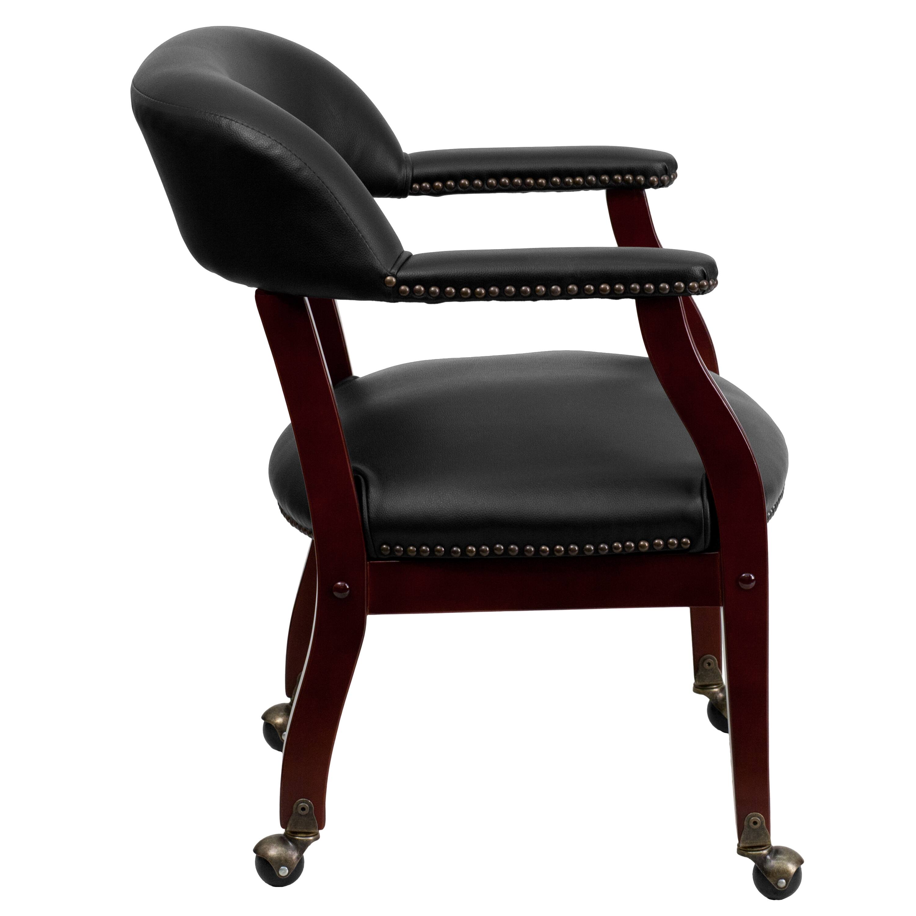 Alt View 6. Emma + Oliver - Conference Chair with Accent Nail Trim  and Casters - Black Vinyl.