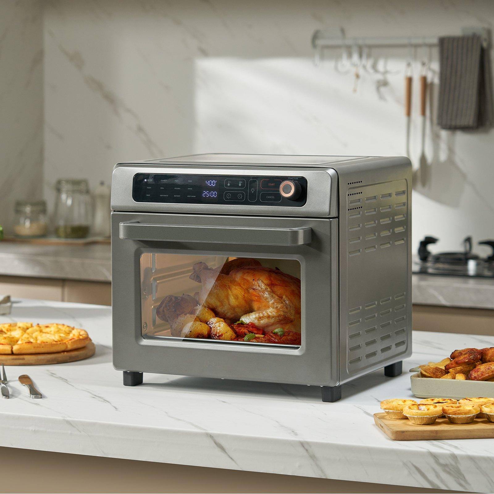 Alt View 1. Glintex - 25L 12-in-1 Air Fryer Toaster Oven Convection Countertop Combo 1700W with Grill Pizza Pan and Gloves - Silver.