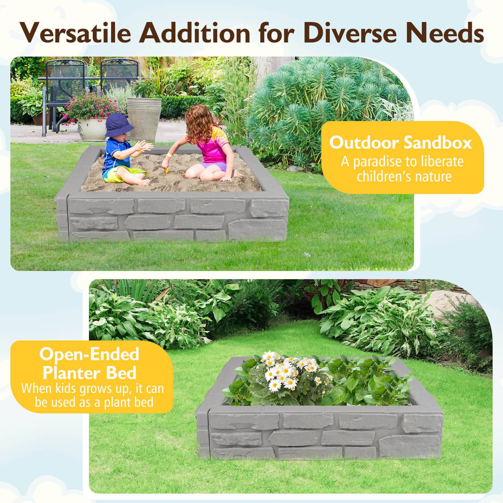 Versatile Addition for Diverse Needs

Outdoor Sandbox  
A paradise to liberate children's nature

Open-Ended Planter Bed  
When kids grow up, it can be used as a plant bed