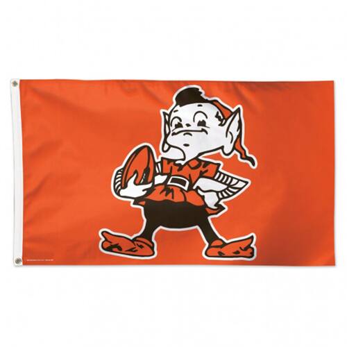 Front. WinCraft - Cleveland Browns One-Sided 3' x 5' Retro Logo Deluxe Flag - Multicolor.