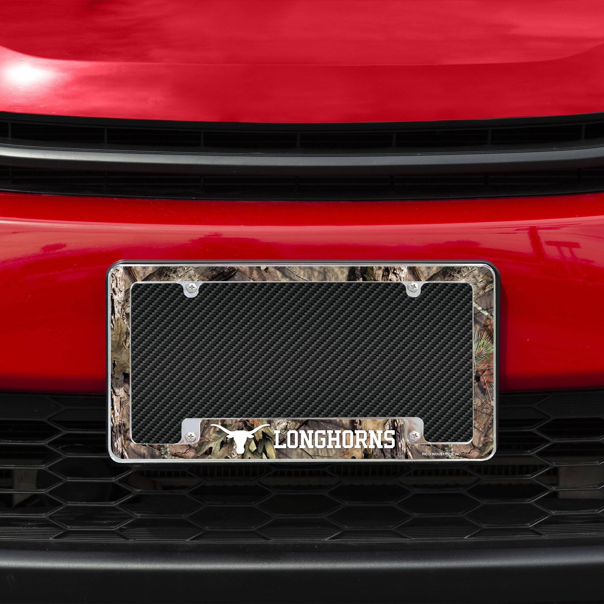 Alt View 2. Rico Industries - Texas Longhorns Chrome Metal License Plate Frame with Bold Mossy Oak Camouflaged Camo Design - Multi.
