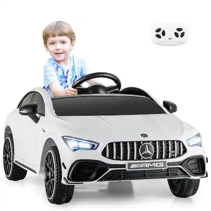 Front. Costway - Costway 12V Kids Ride on Car w/Remote Rocking Function Transport Wheels Lights & Music - White.