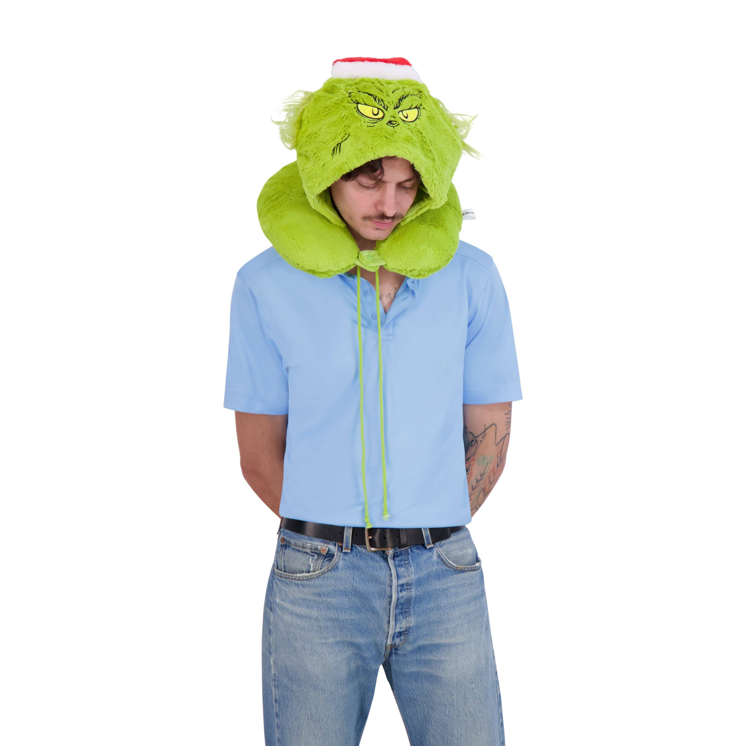 Alt View 3. Concept One - THE GRINCH SANTA HAT HOODIE NECK PILLOW - GREEN.