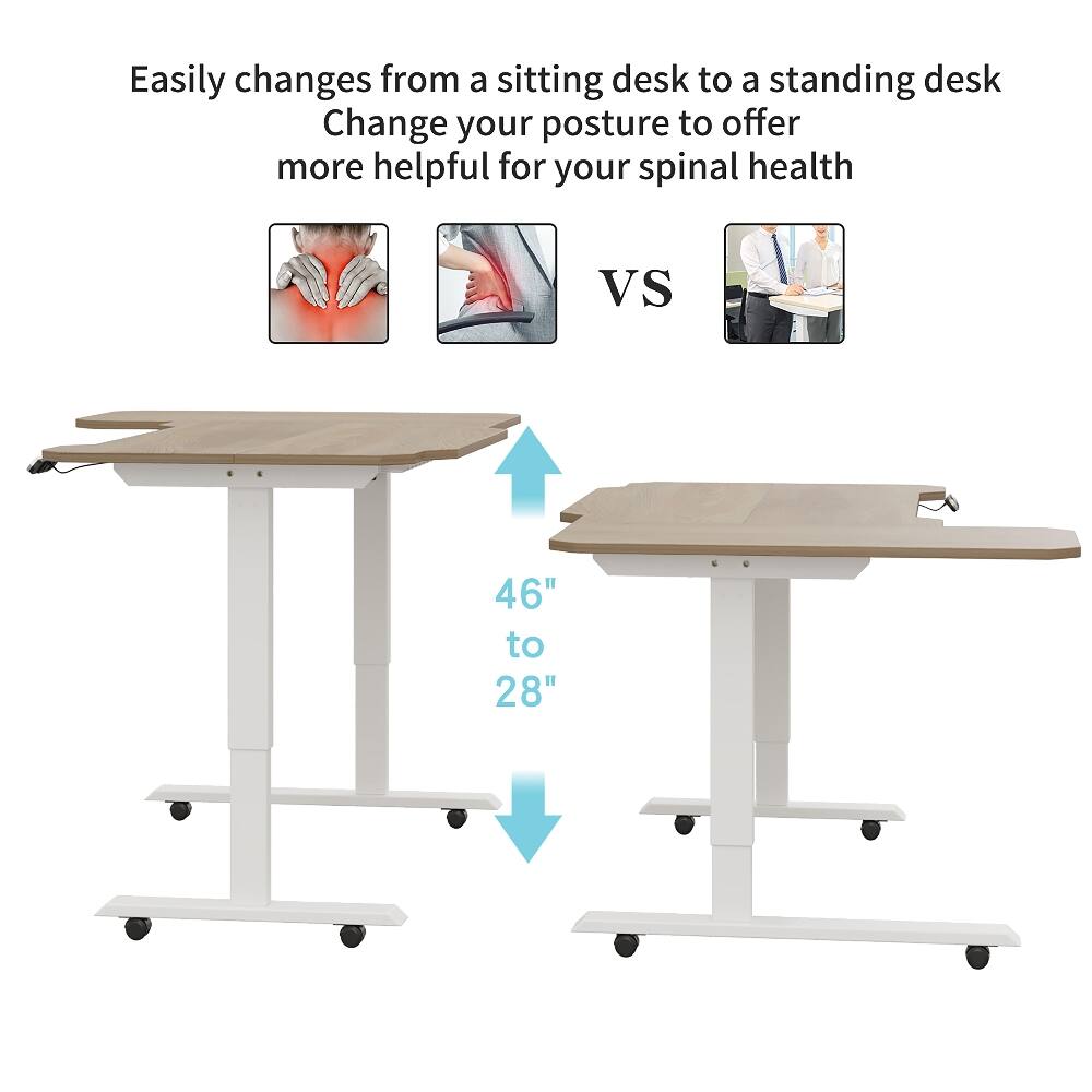 Easily changes from a sitting desk to a standing desk. Change your posture to offer more helpful for your spinal health

VS

46" to 28"