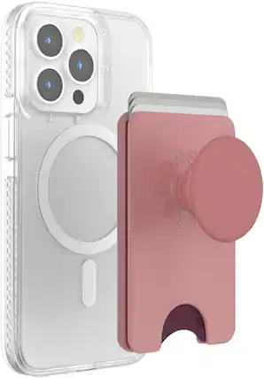 Front. PopSockets - PopSockets Magnetic MagSafe PopWallet+ Phone Wallet & Grip - Clay - Clay.