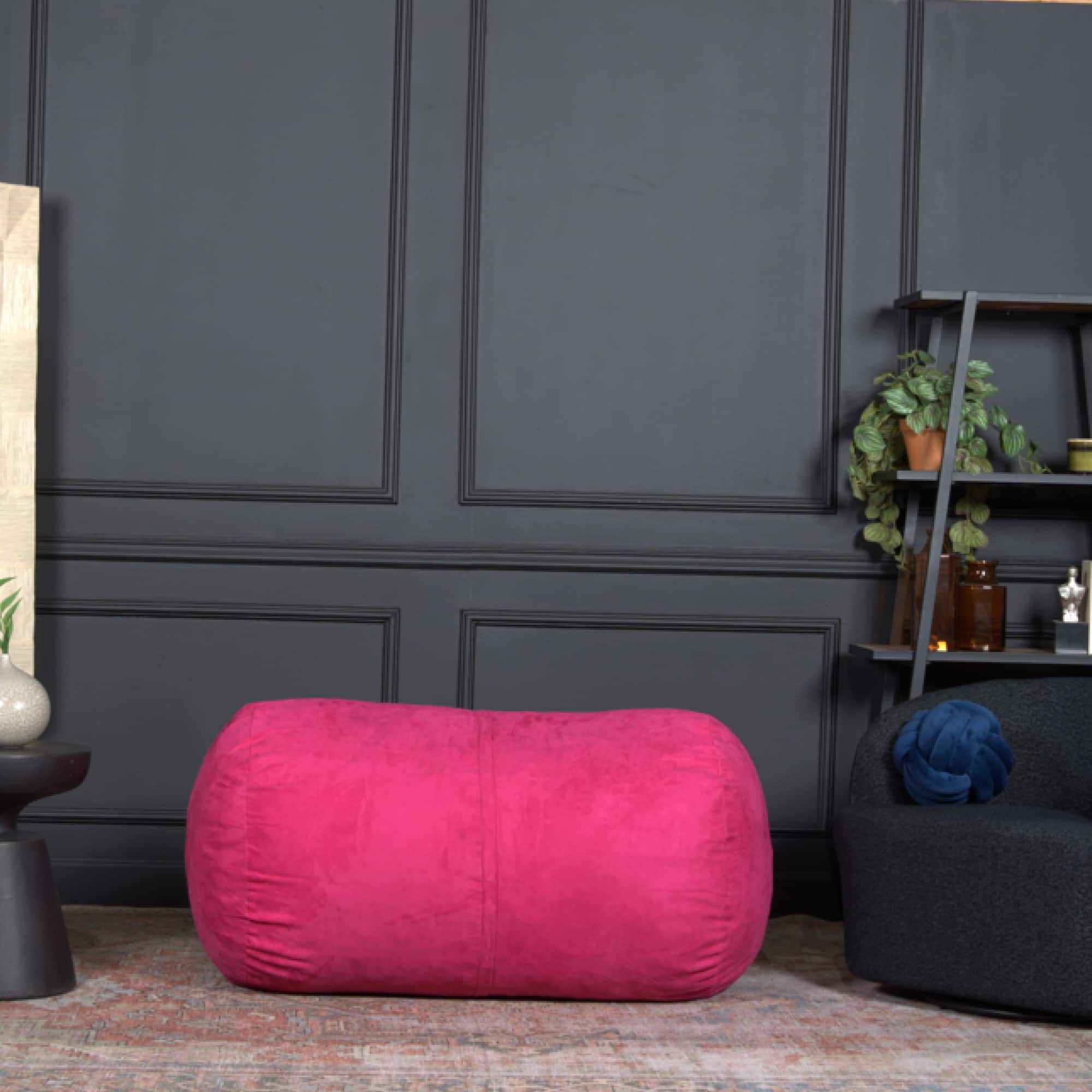 GOODSILO - Premium Cylindrical Suede Bean Bag in Neutral Tone for Modern Living Spaces - Fuchsia