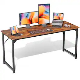 AENKYO - 63 inch Computer Desk Modern Kids Study Table for Home Office - Brown