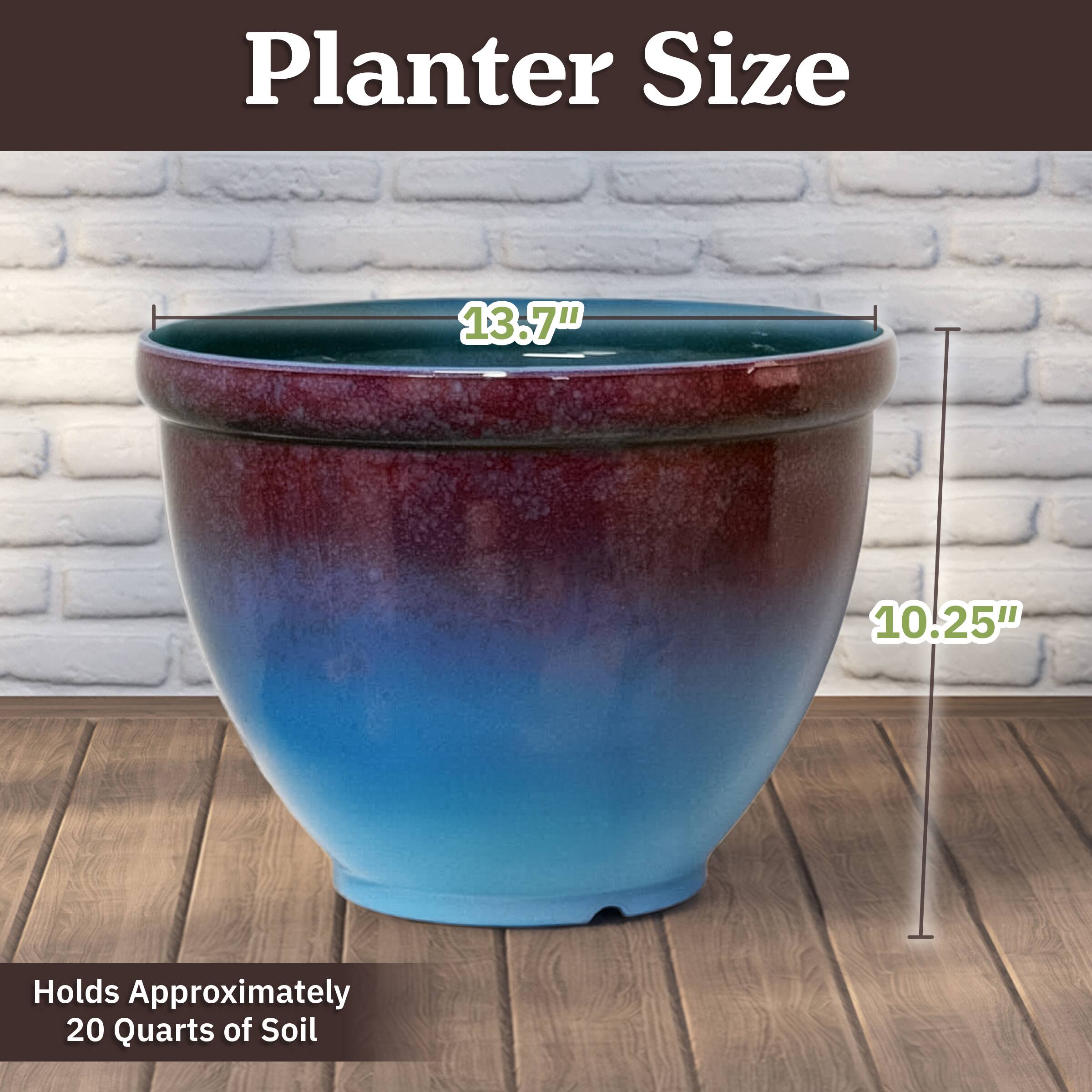Planter Size: 13.7" x 10.25"  
Holds Approximately 20 Quarts of Soil