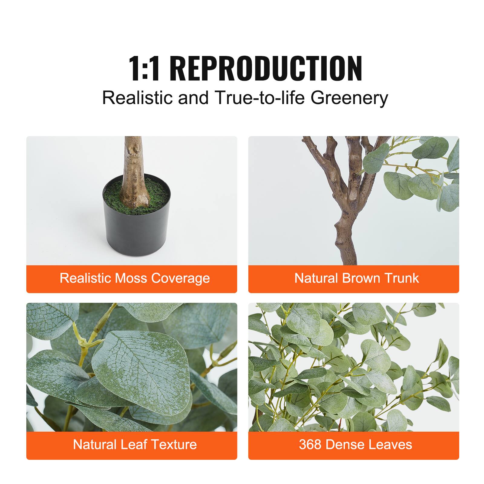 1:1 REPRODUCTION  
Realistic and True-to-life Greenery

- Realistic Moss Coverage
- Natural Brown Trunk
- Natural Leaf Texture
- 368 Dense Leaves