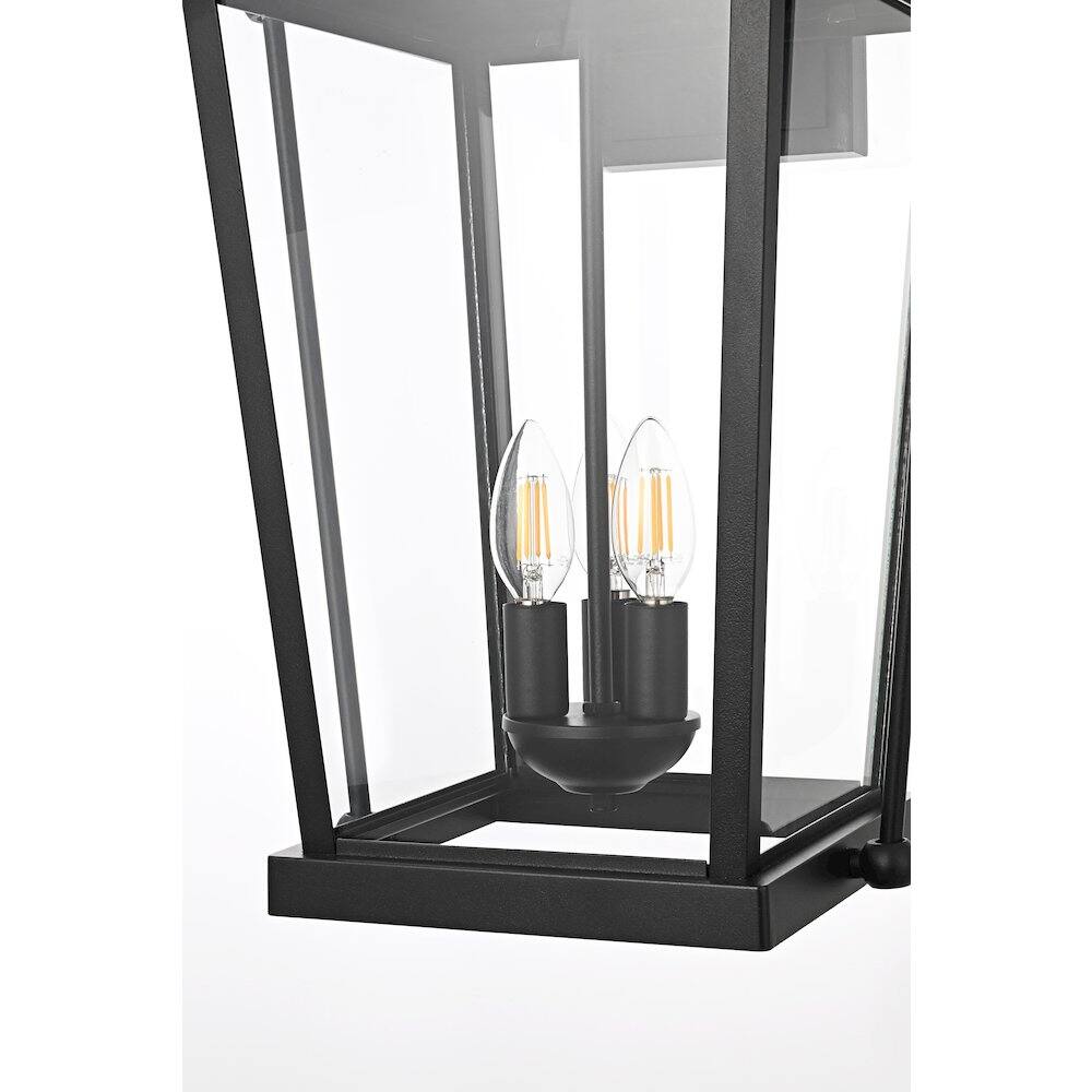 Alt View 2. Elegant Lighting - Luz 24 inch Outdoor Wall sconce in Black - Black And Clear.