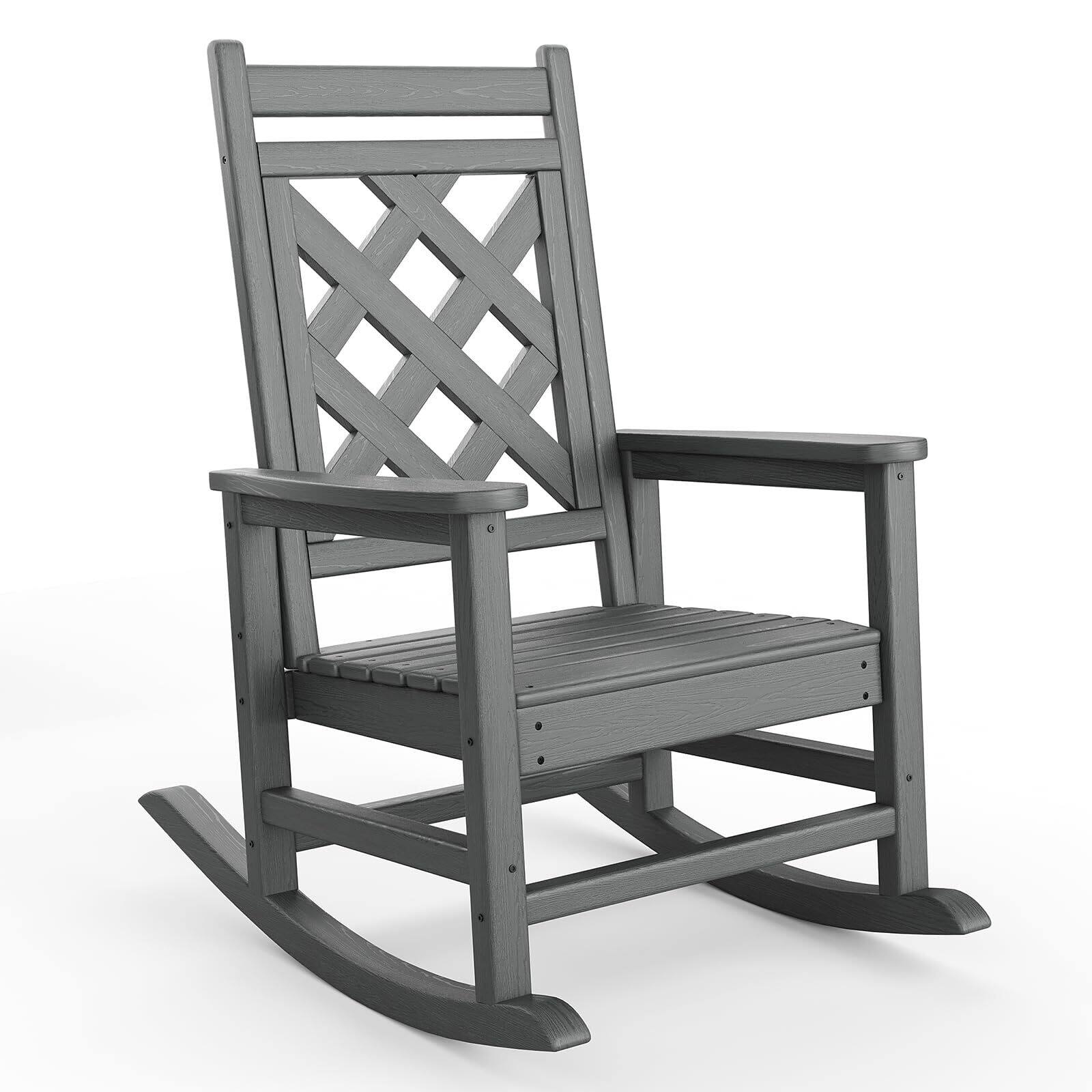 Babevy Adirondack Outdoor Rocking Chair, All Weather HDPE Plastic Patio ...