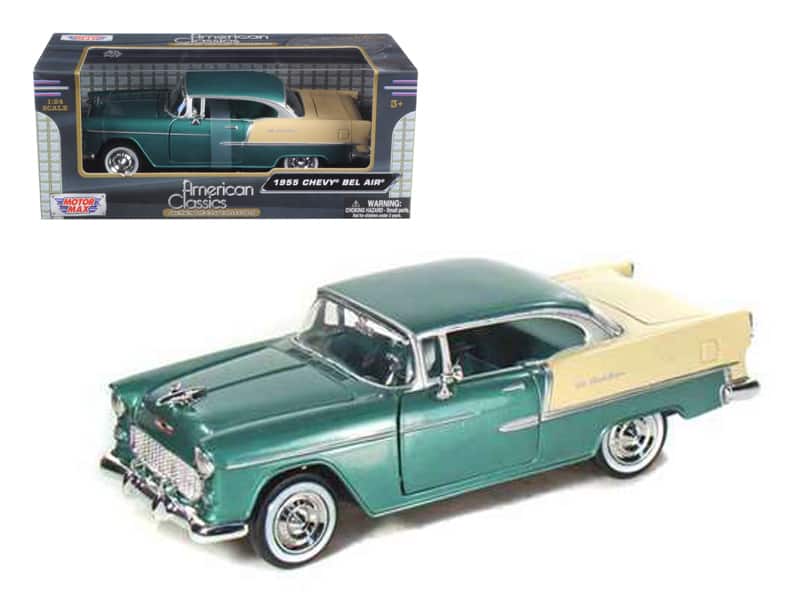 1955 Chevrolet Bel Air Green 1/24 Diecast Model Car by Motormax price history on PriceWatchPro