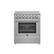 Front. Forno Appliances - Paolo 4.38 cu. ft. Freestanding Electric True Convection Range with Warming Zone - Silver.