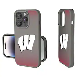 Keyscaper - NCAA - Wisconsin Badgers Linen Logo iPhone Soft Touch Case - 15 - Gray