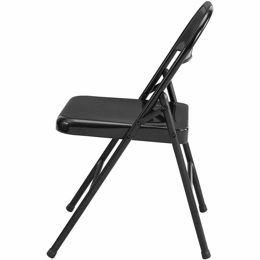 Angle. Lorell - Lorell Folding Chairs Powder Coated Frame Color Steel Material Black 4 / Carton - Black.