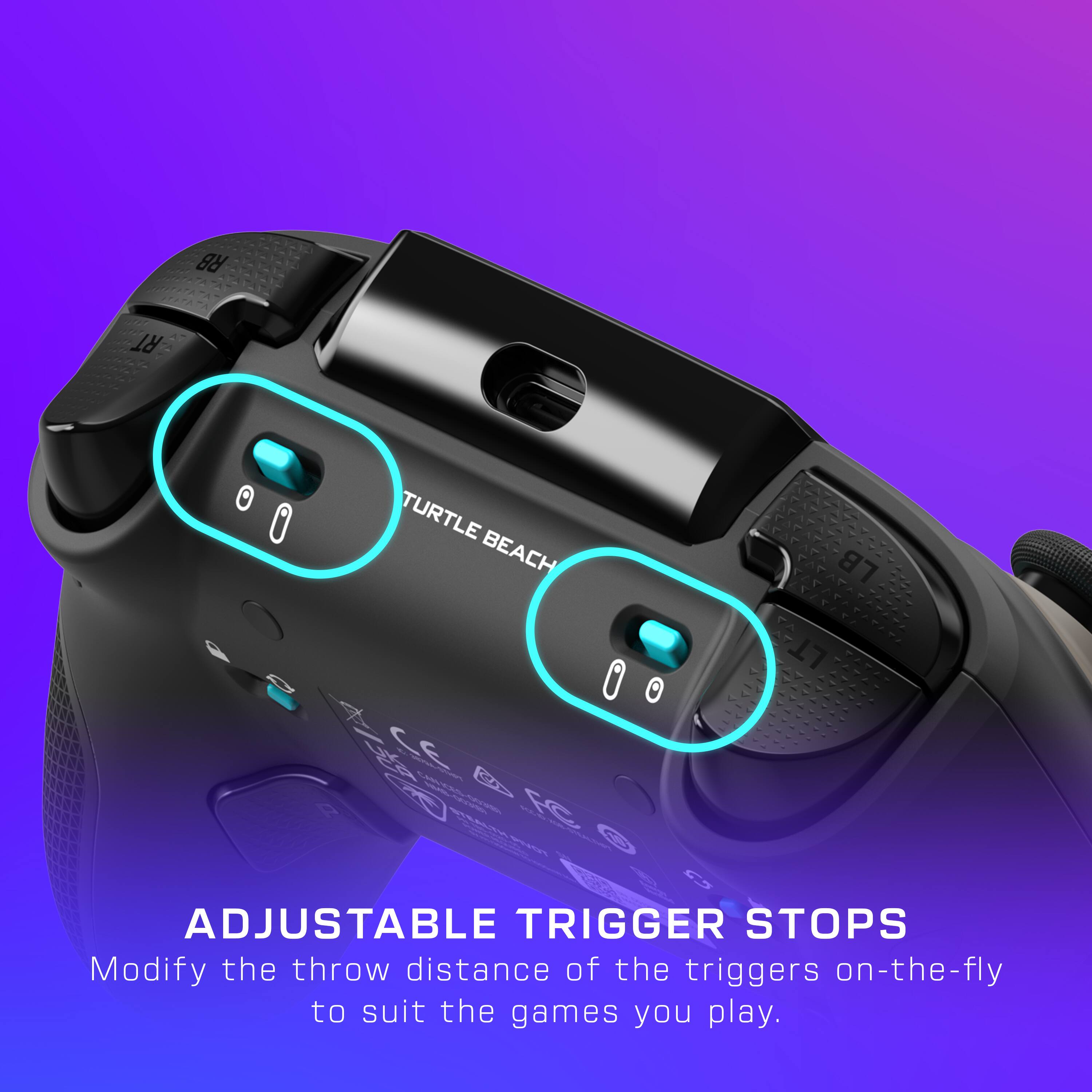Adjustable Trigger Stops Modify the throw distance of the triggers on-the-fly to suit the games you play.