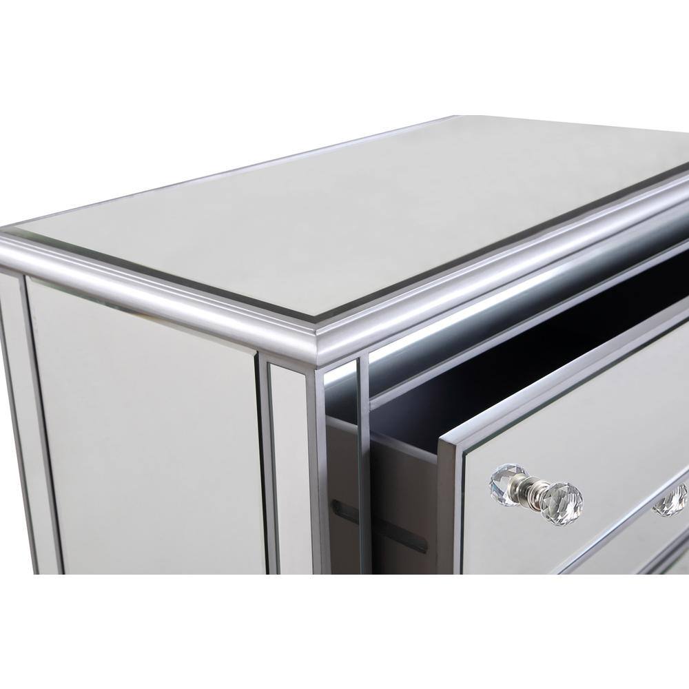 Alt View 1. Elegant Decor - 3 Drawer Bedside Cabinet 33 in.x 18 in.x 32 in. in silver paint - Hand Rubbed Antique Silver.