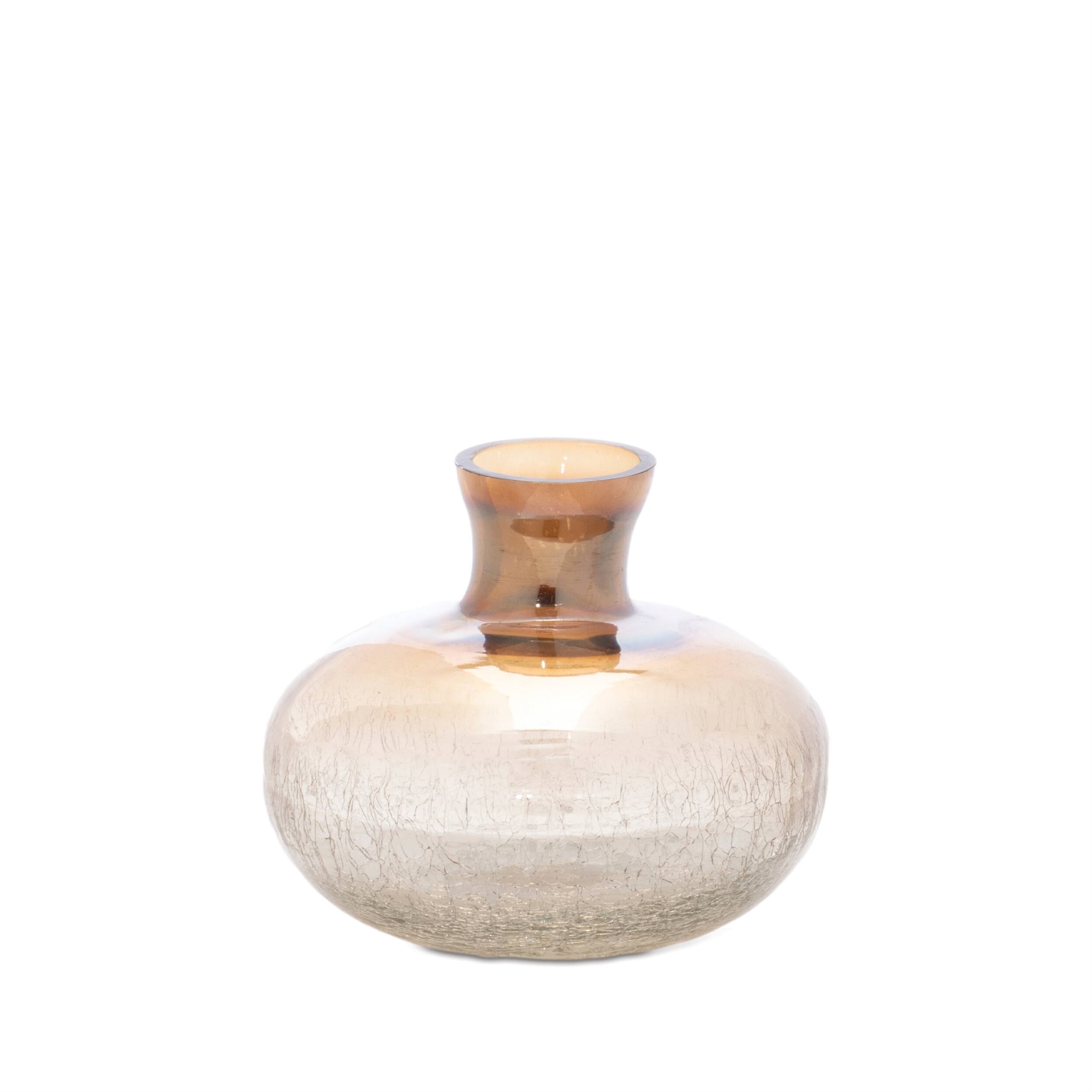 Back. BreeBe - Crackled Glass Bud Vase (Set of 3) - Brown, Beige.