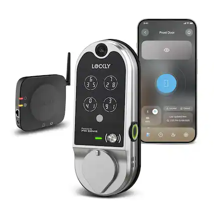 9:41 Front Door
LOCKLY
6 3 5 2 7 8
LOCKLY
0 4 1 3 9
Locked
Closed
Powered by PIN GENIE
100%
Last updated time 2:23 PM 01/08/2025