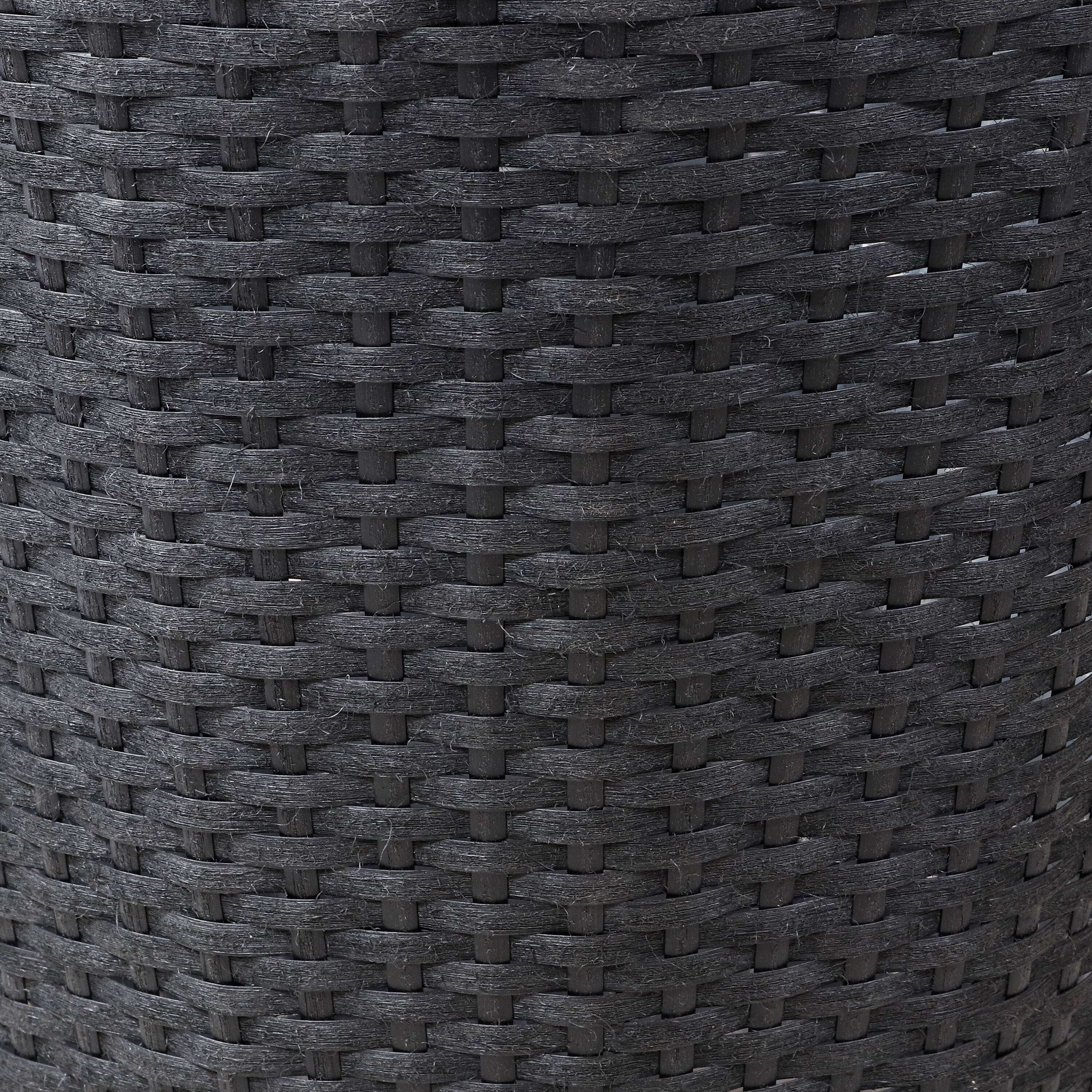 Alt View 4. Sunnydaze - Polyrattan Indoor Round Planter - 14.5 in, 11.75 in - Black.