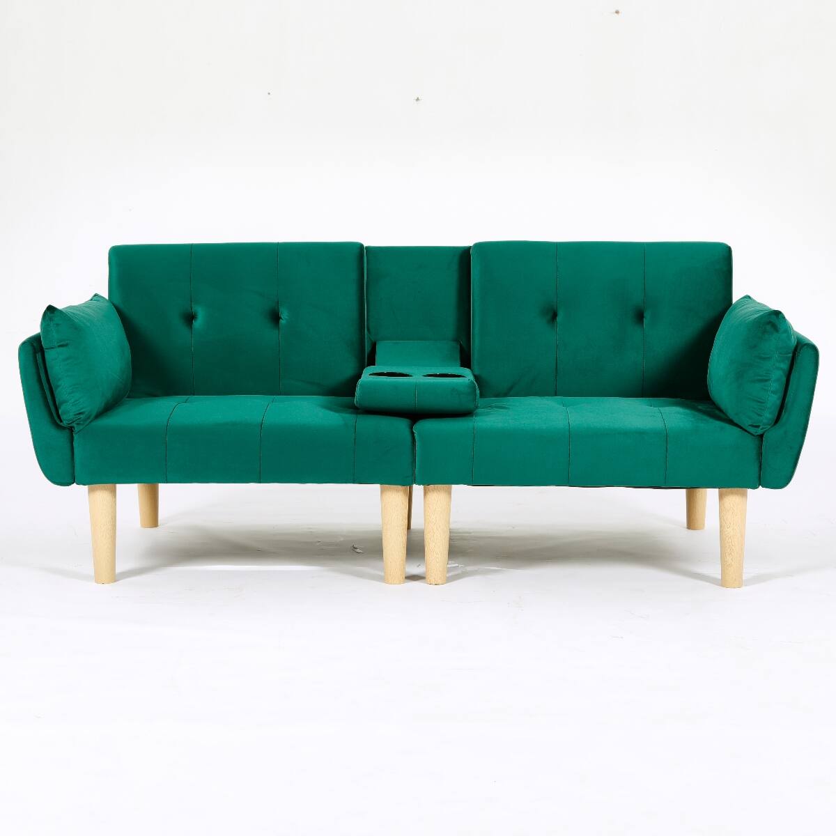 Alt View 3. Ropilly - Ropilly 72 Inch Foldable Loveseat Green Velvet 2 Seater Sofa for Living Room Apartment - Green.