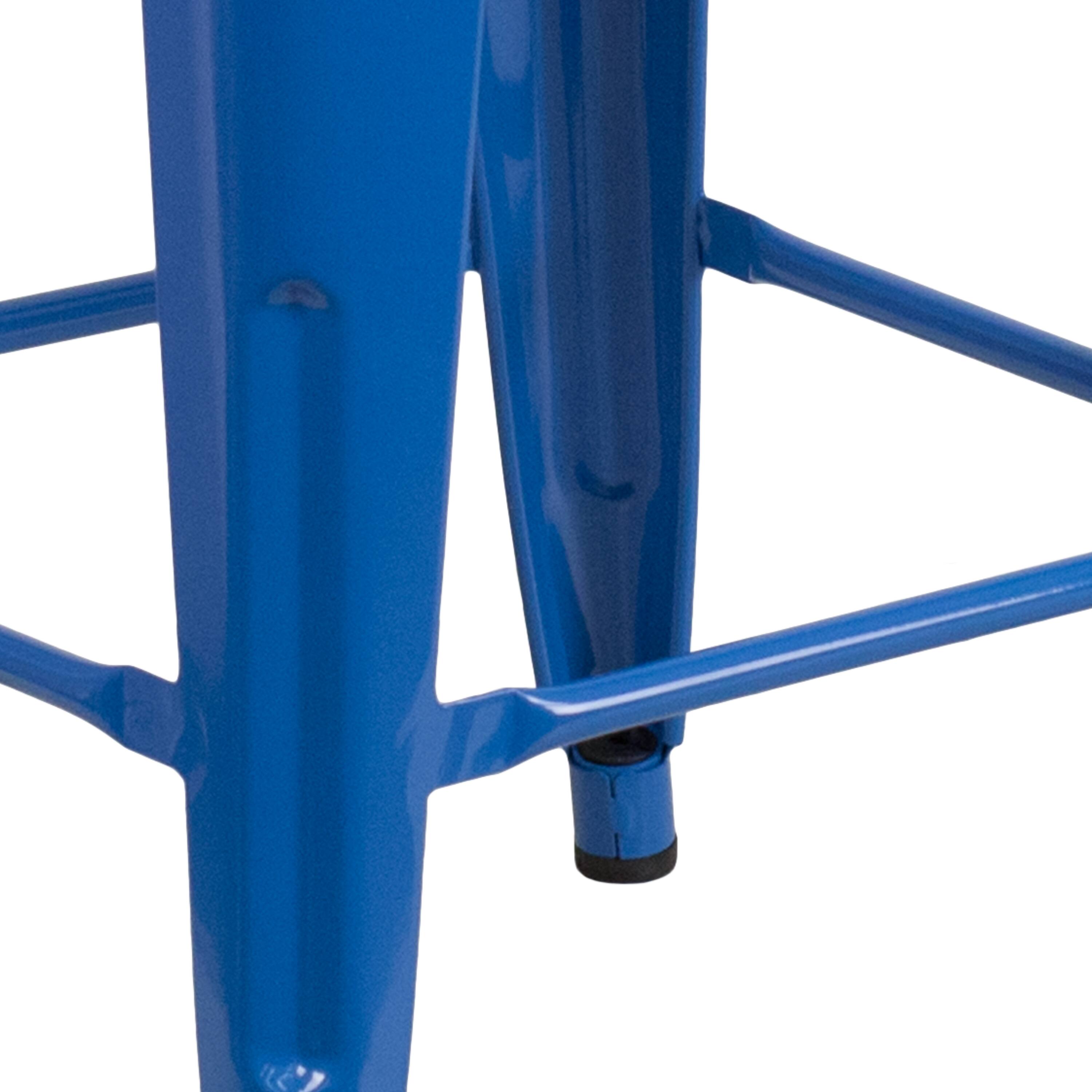 Alt View 9. Emma + Oliver - 30"H Backless Metal Barstool with Wood Seat - Blue.