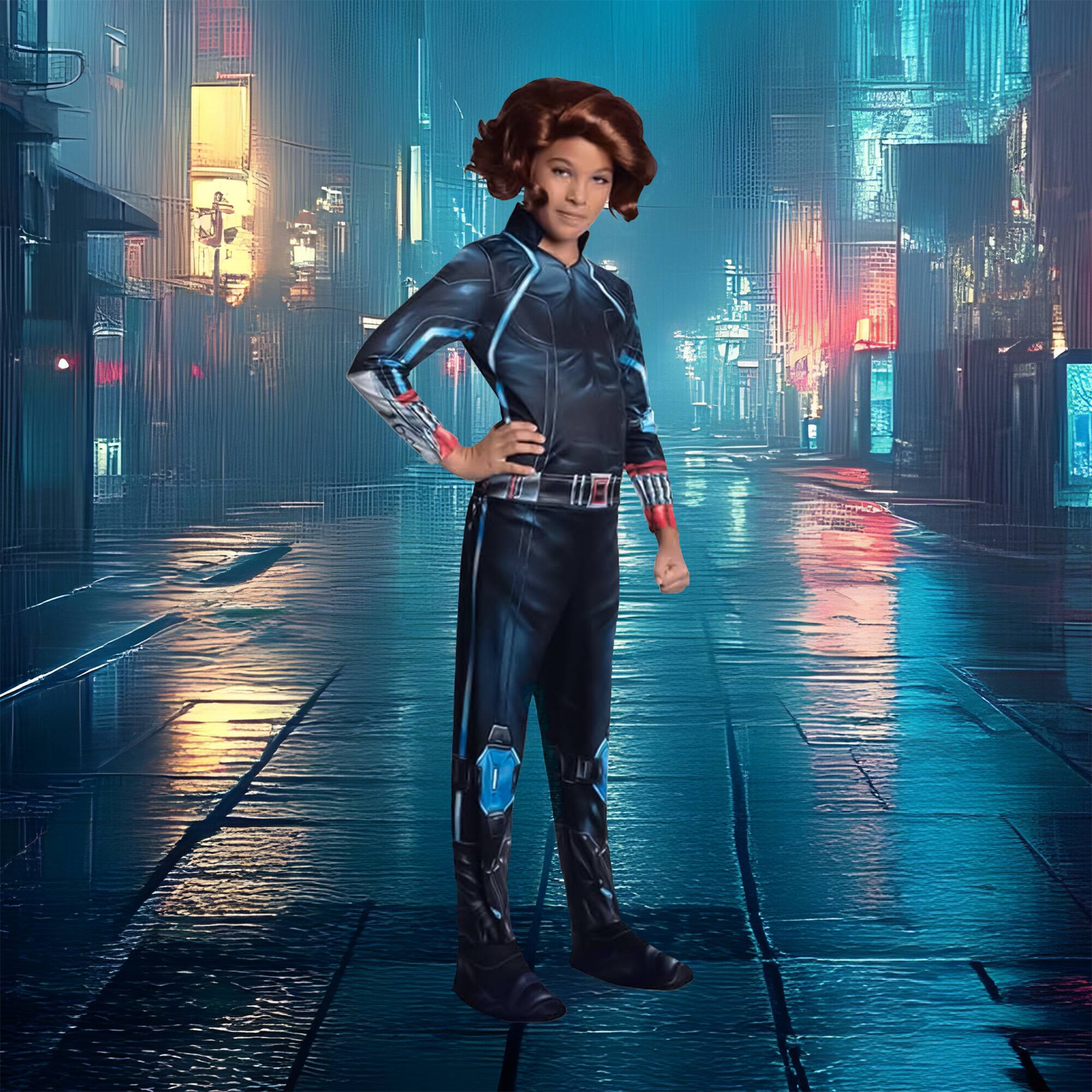 Front. Rubies - Avengers Age of Ultron Girl's Black Widow Halloween Costume Size Large 12-14 - Blue.