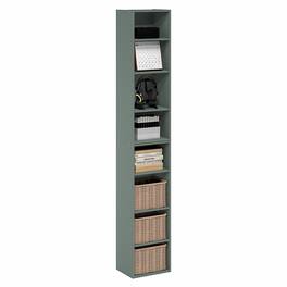 Furinno - PASIR Book Shelf, 8-Tier Separable Tall Bookshelf, Stackable Bookcase with Adjustable Open Shelf, 9.3 x 11.8 x 70.9 - Sage Green