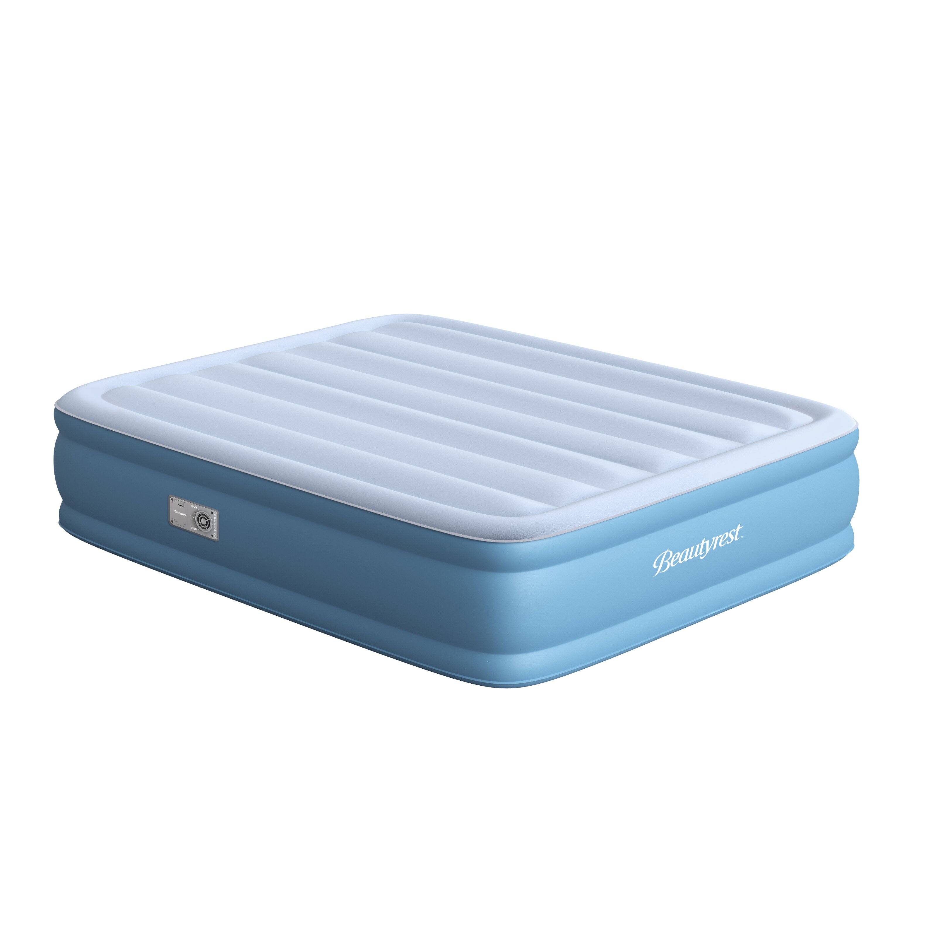 Front. Beautyrest - Beautyrest Sensarest Raised Inflatable Air Mattress with Built-In Pump, Queen - GRAY/BLUE.