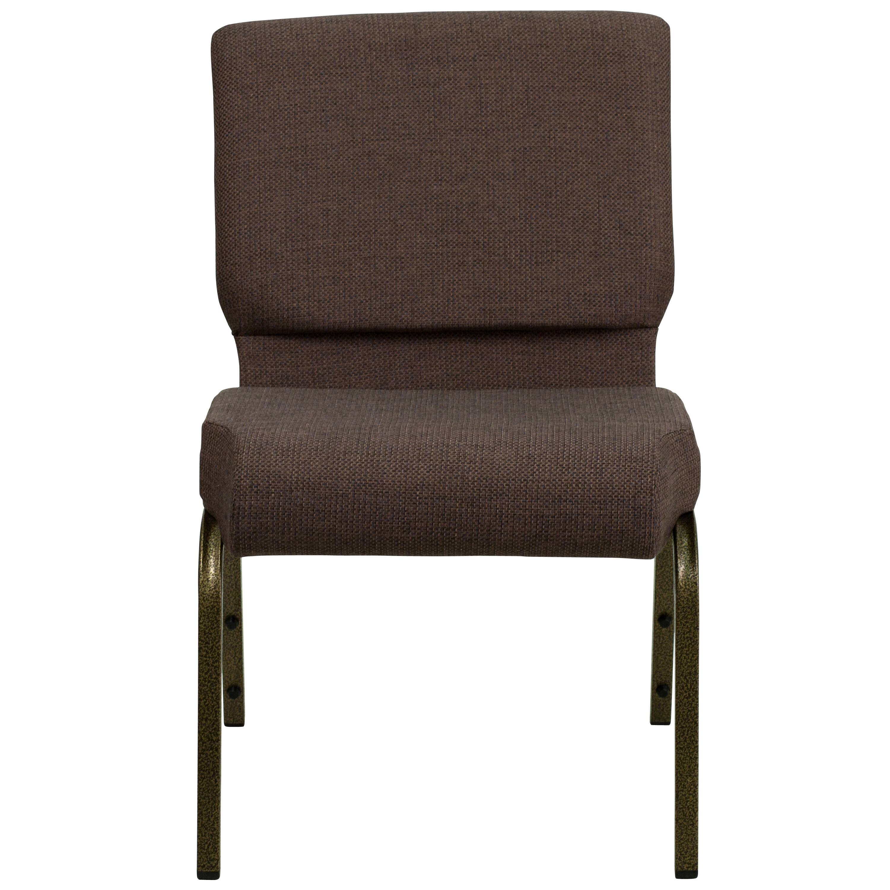 Alt View 7. Emma + Oliver - Stacking Auditorium Chair with 21" Seat - Brown Fabric/Gold Vein Frame.