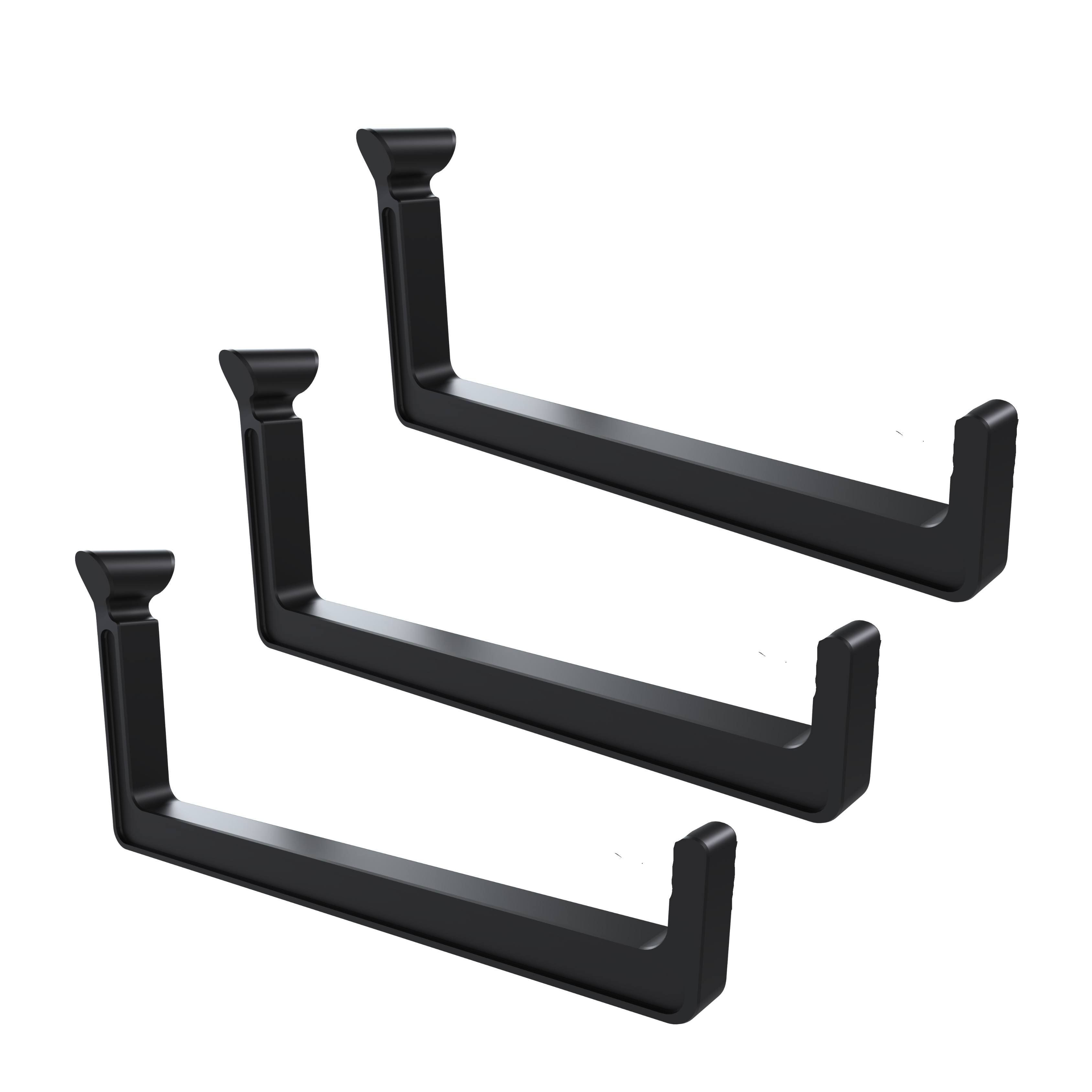 Hang It Simple - Long Plastic Hooks, Add-on Accessory for Kits 3pk BL - Black