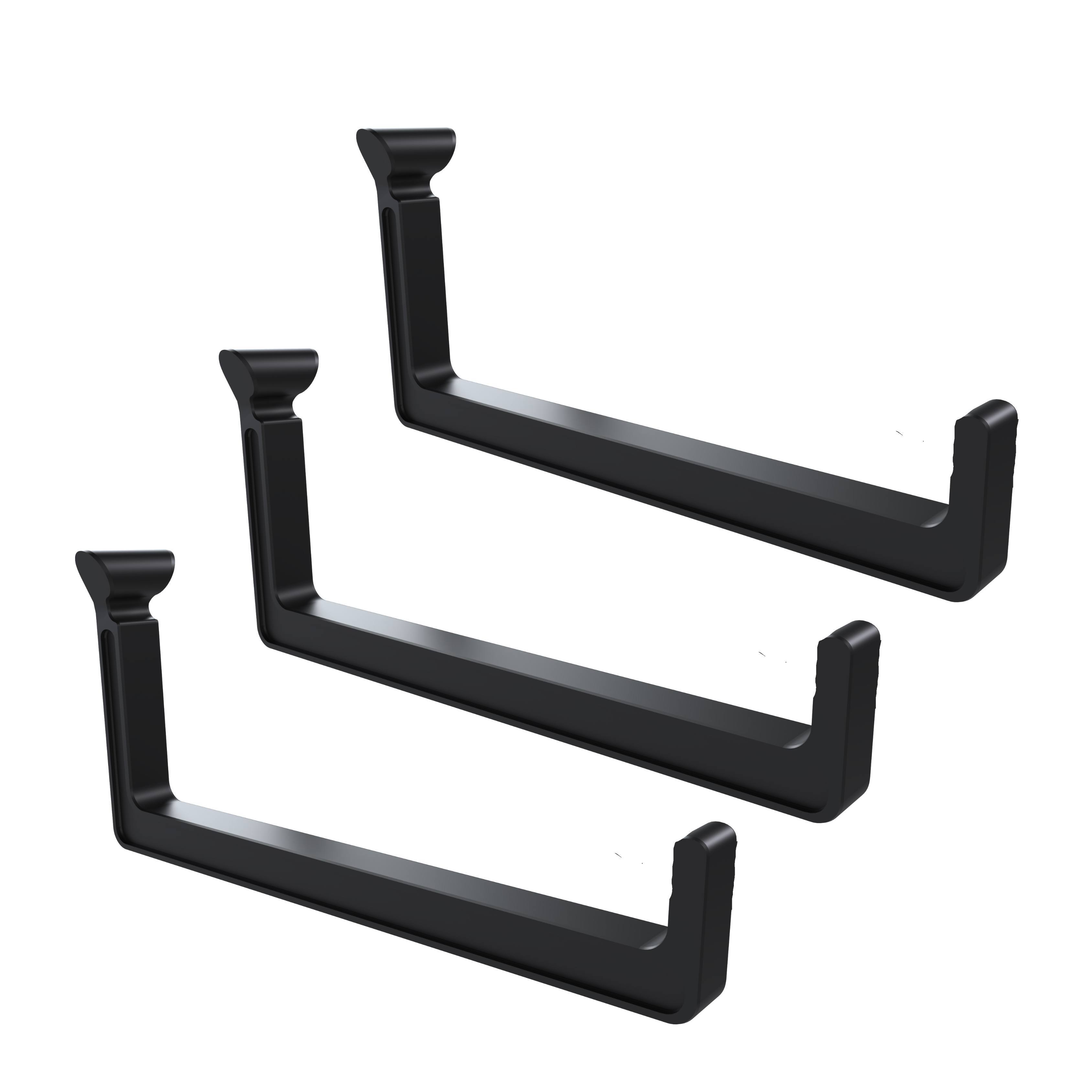 Front. Hang It Simple - Hang It Simple Long Plastic Hooks, Add-on Accessory for Kits 3pk BL - Black.