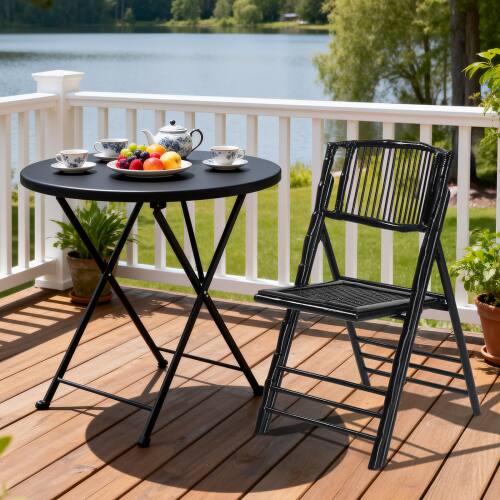 Alt View 6. Winado - 34in 1PC Portable Bamboo Folding Chair, Comfortable Seat Dining Chair for Indoor Outdoor Patio Wedding Party Events - Black.