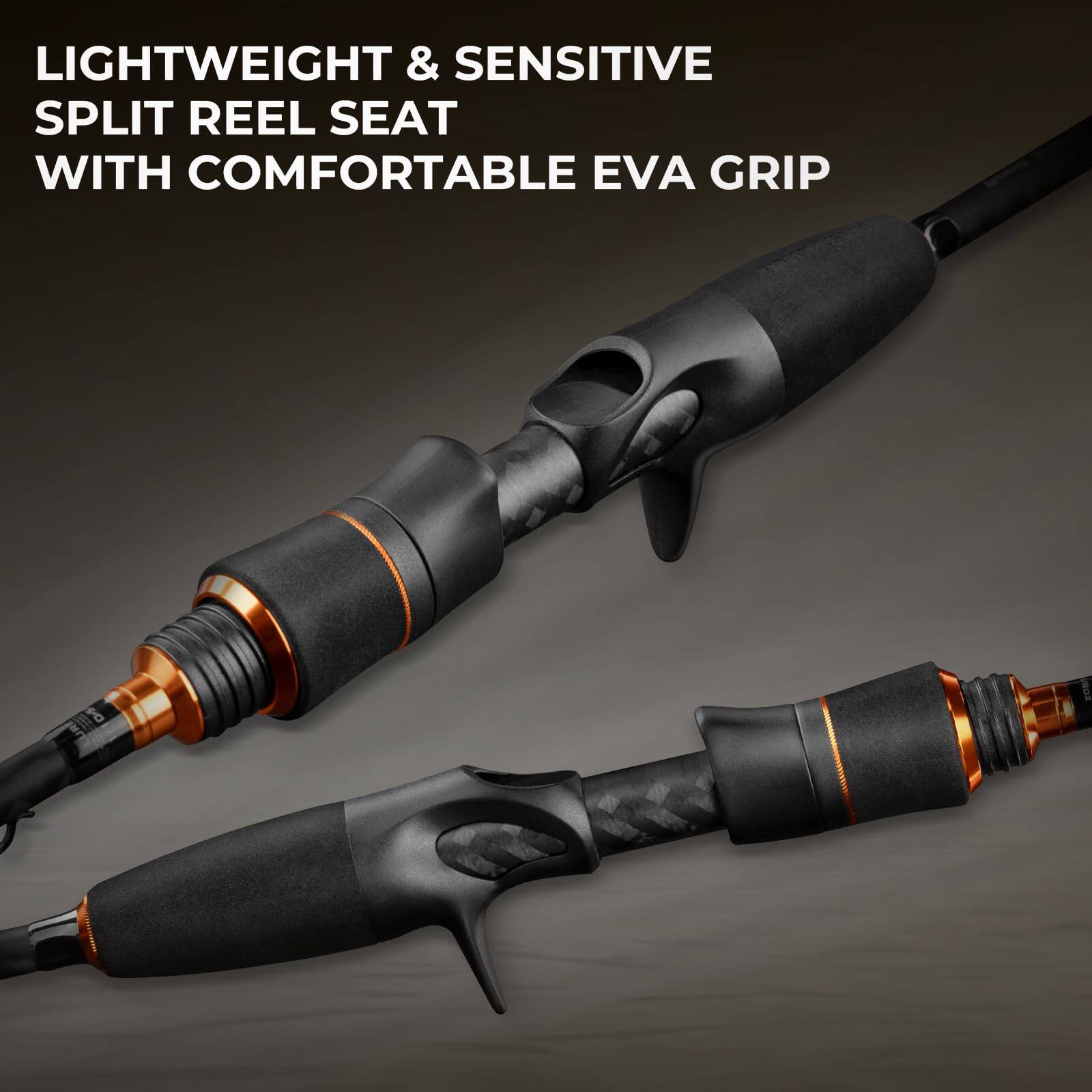 LIGHTWEIGHT & SENSITIVE SPLIT REEL SEAT WITH COMFORTABLE EVA GRIP