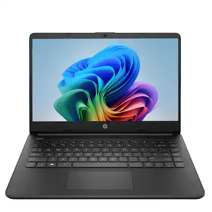 Front. HP - HP - 14z 14z-fq000 Laptop 14.0 HD Display (3020e, 8GB, 128GB SSD, AMD Radeon, HD Webcam, Win 11 Home) - Jet Black.