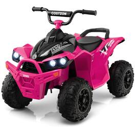 Costway - 12V Battery Powered Kids Ride On ATV Electric 4-Wheeler Quad Car with MP3 & Light - Pink