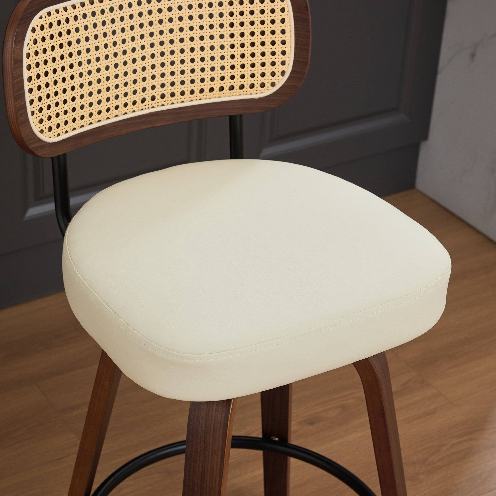 Alt View 6. Boyel Living - 26 Inch Swivel Counter Height Bar Stools Set of 2 with Walnut Bentwood Legs - Beige.