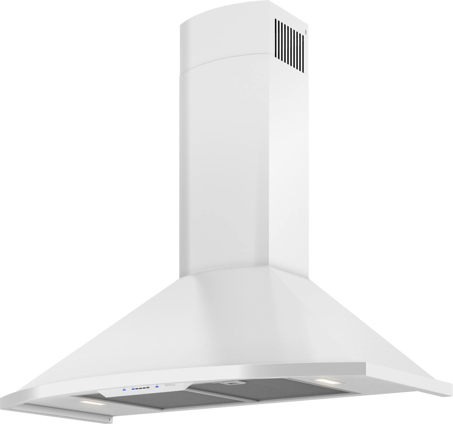 Angle. Zephyr - Savona 36 in. 600 CFM Wall Mount Range Hood with LED Light - White.