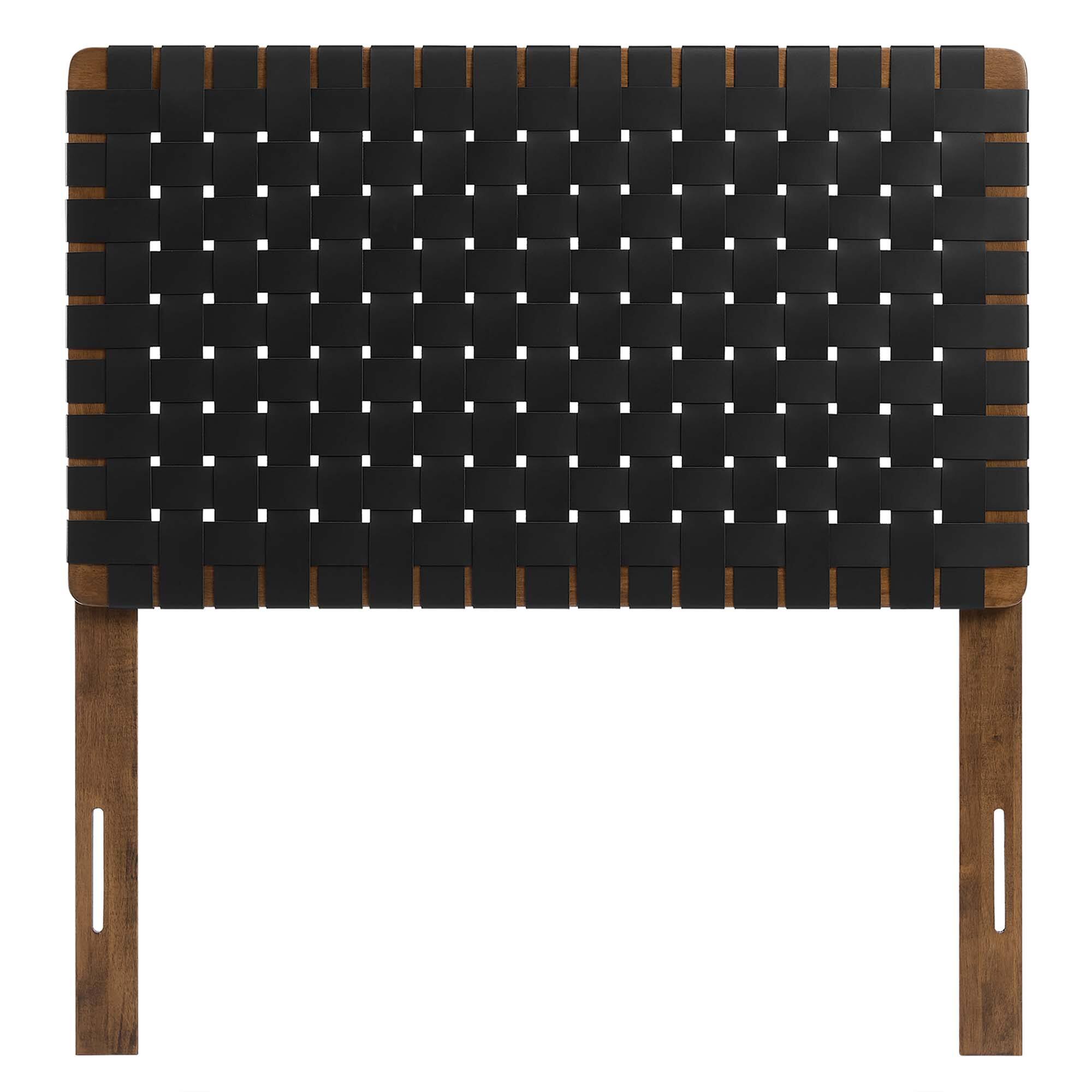 Back. Modway - Sparta Weave Vegan Leather Twin Headboard by Modway - Black.
