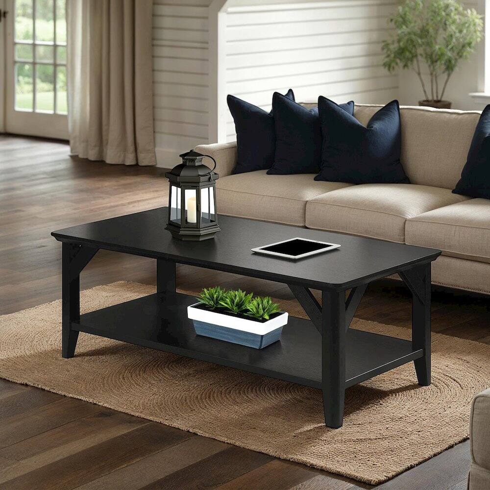 Left. Convenience Concepts - Winston Coffee Table with Shelf - Black.