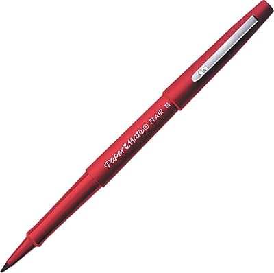 Paper Mate - Flair Felt Pen, Medium Point, 36/Pack - Red Ink