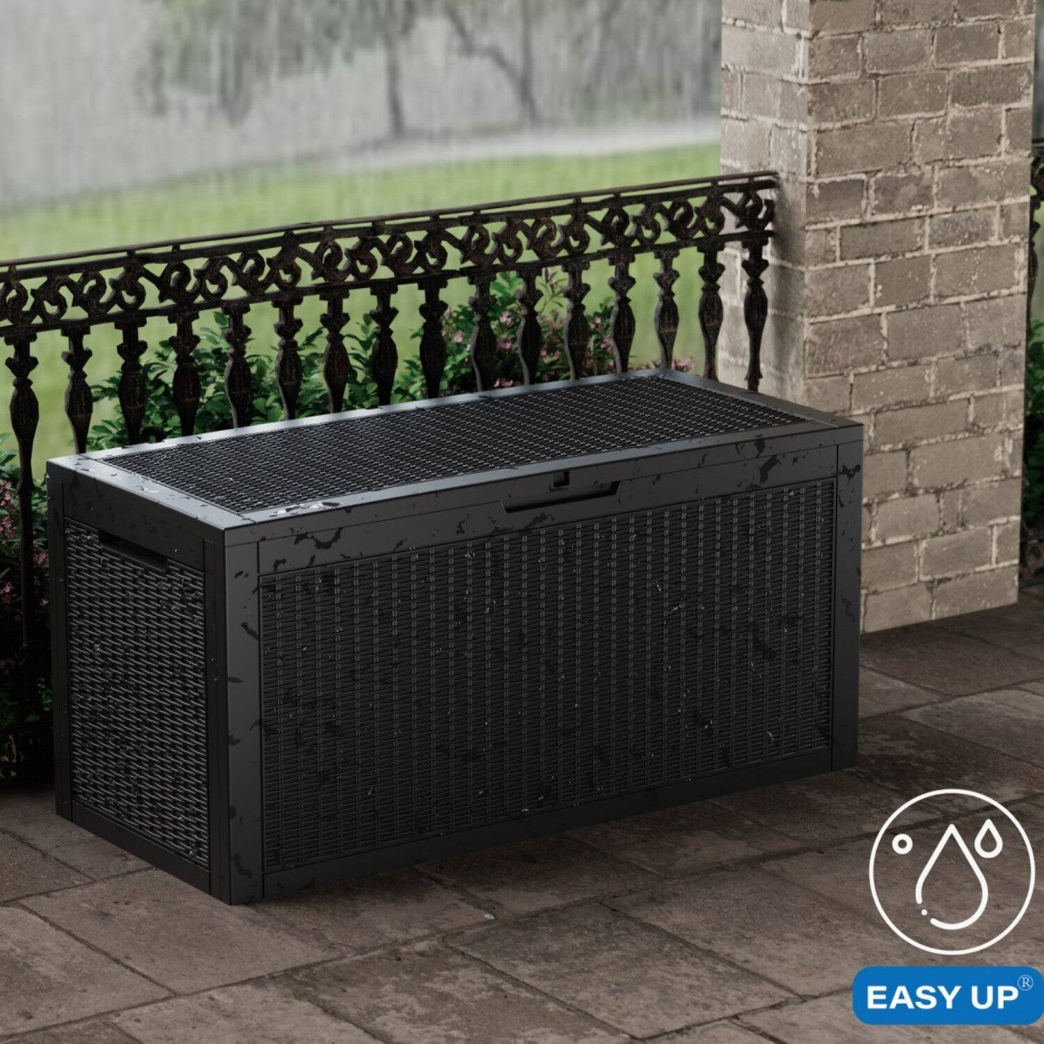 Back. Mondawe - 100 Gallons Resin Lockable Waterproof Outdoor Deck Box - Black.