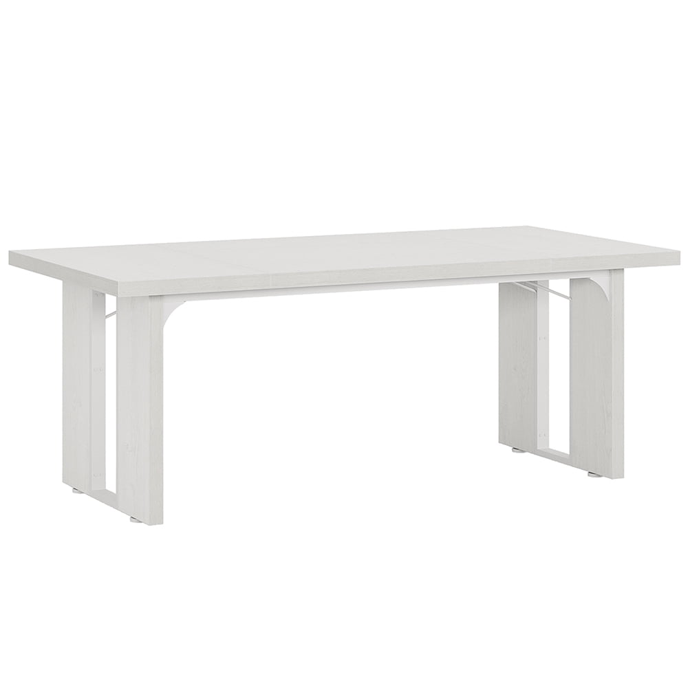 Left. Kadyn - Kadyn Rectangular Dining Table, 71" Farmhouse Breakfast Table for 6 to 8 People,White - White.