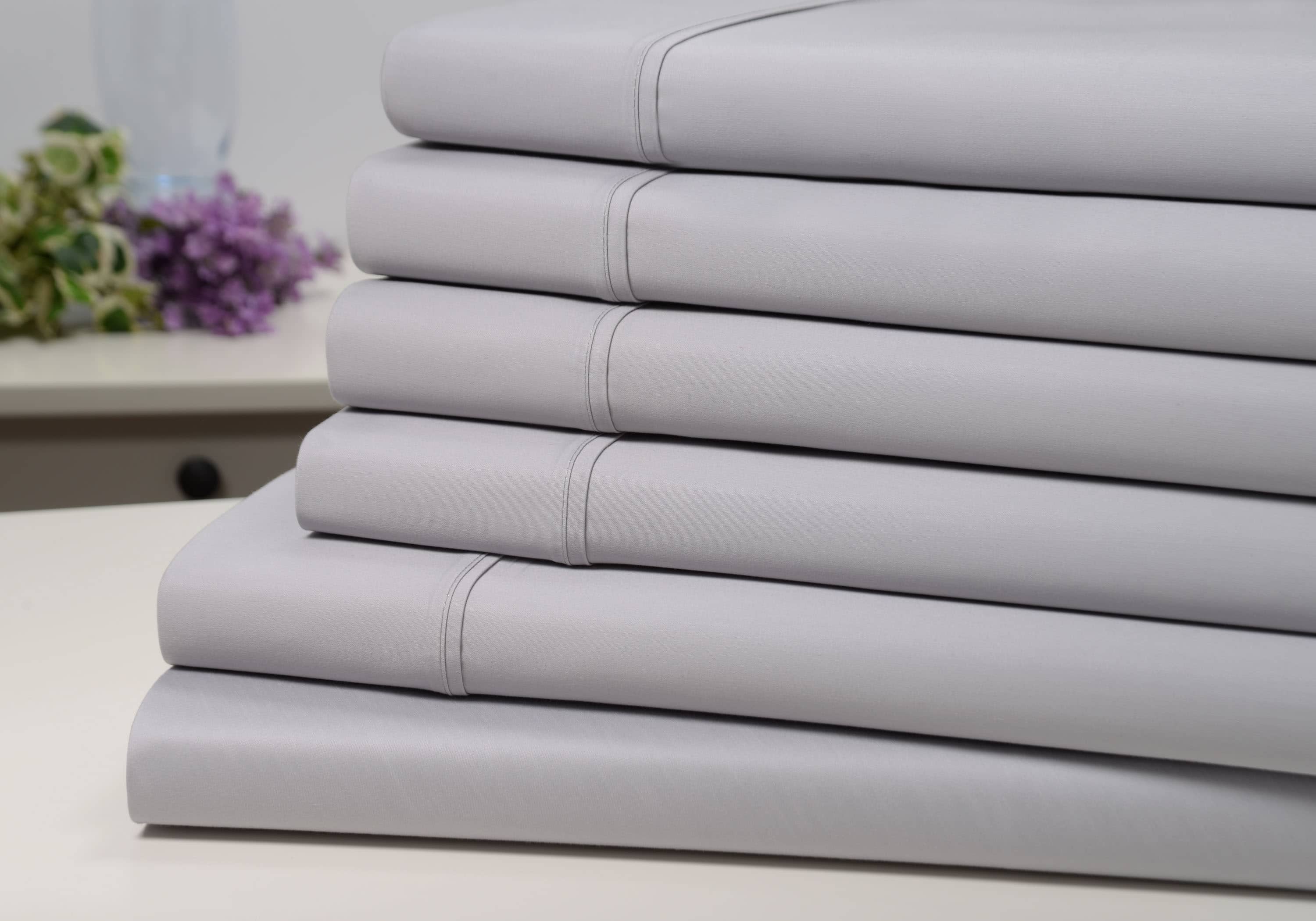 Kathy Ireland - 1500 Thread Count Bamboo Cotton 6 pc Sheet Set - Silver